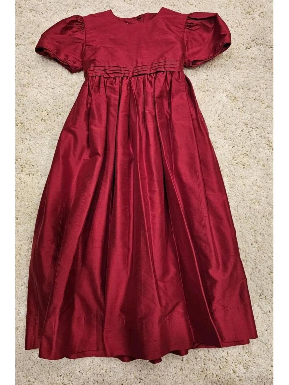 Strasburg Btq. Xmas Holidays Sash CrinolineSlip 100% Silk Dress Girl Sz 6Y